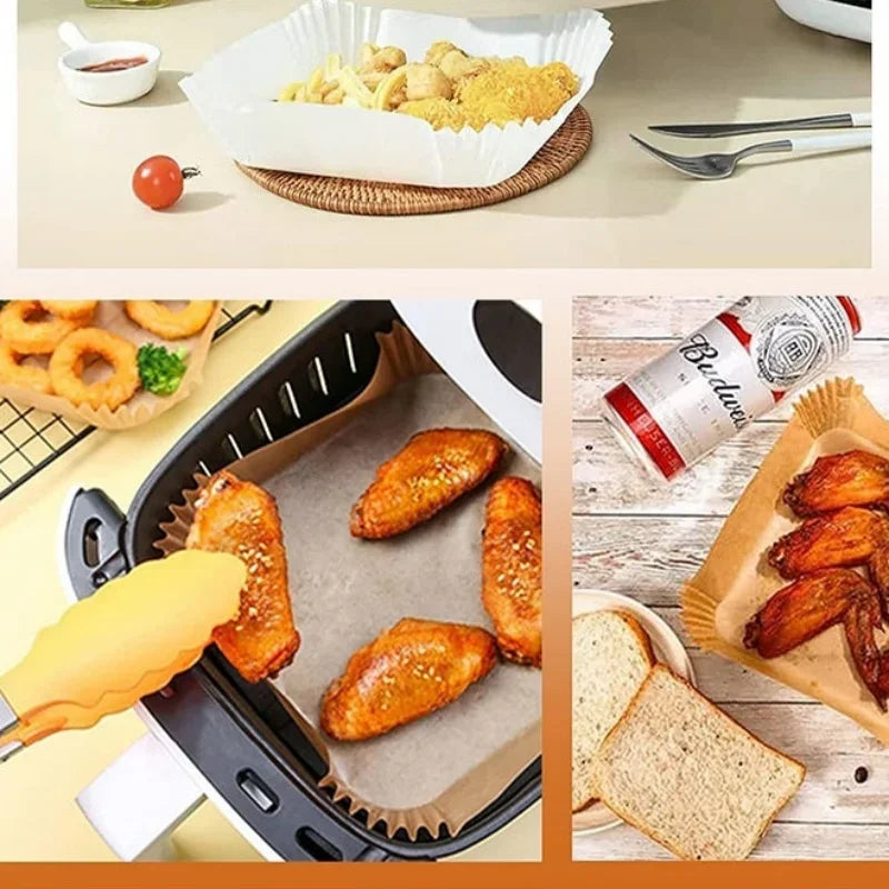 100Pcs Non Stick Air Fryer Liners Oil Waterproof Parchment Paper Baking Roasting Microwave Pre Cut Air Fryer Accessories