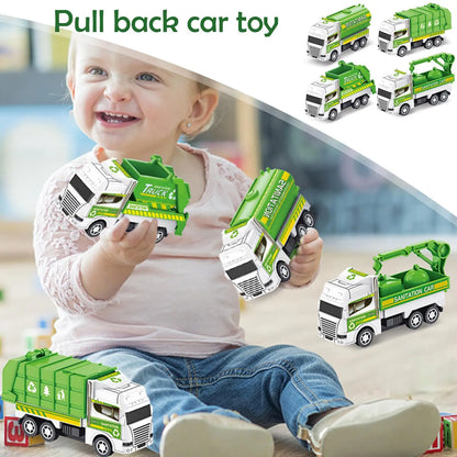 1pc Kids Toys Car Inertia Sanitation Truck Pull Back Plastic Model Engineering Vehicle Fire Engine Boys Toys For Children G L8y6