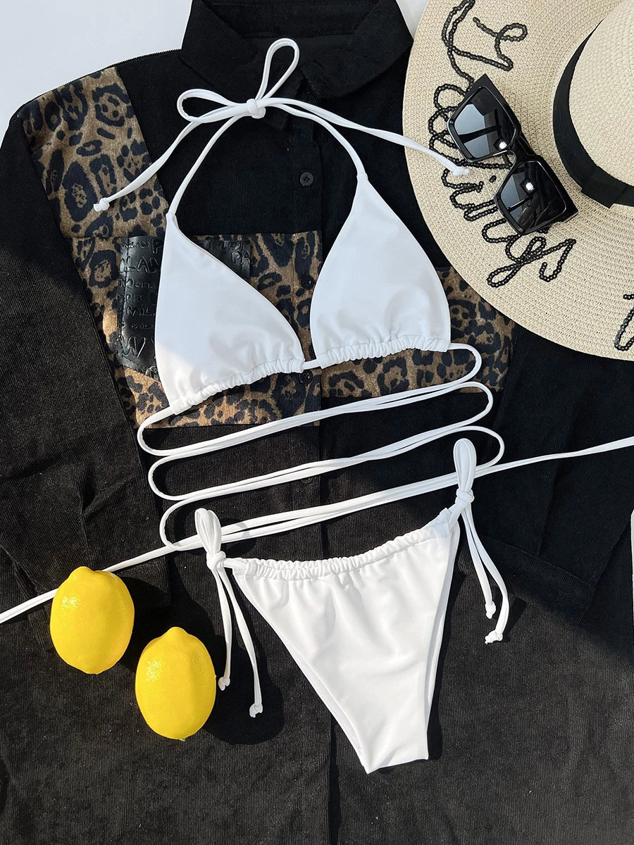 2026 Trikini Thong Bikini String Bandage Swimsuit Women Brazilian Swimwear Female Sexy Bathers Bathing Swimming Swim Suit