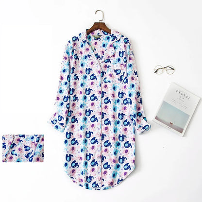 Nightgown 100% Brushed Cotton Nightshirts Women's Sleepwear Long Sleeve Plaid Winter Oversize Sleep Dress Women Home Clothes