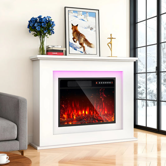 23'' Freestanding Electric Fireplace Stove w/Remote, Timer, Realistic Fake Fireplace Heater, 12 Flame Colors, 5 Flame Brightness