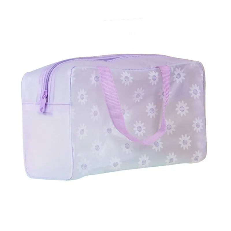 1 Pc PVC Transparent Cosmetic Bag Clear Makeup Bag for Women Girl Waterproof Zipper Beauty Case Travel Toiletry Bags Handbag