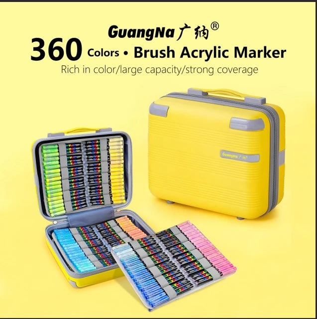Guangna 360 288 Colors Acrylic Markers Brush Pens Fabric Rock Painting Pen Stone Ceramic Glass Wood Making school Art Supplies