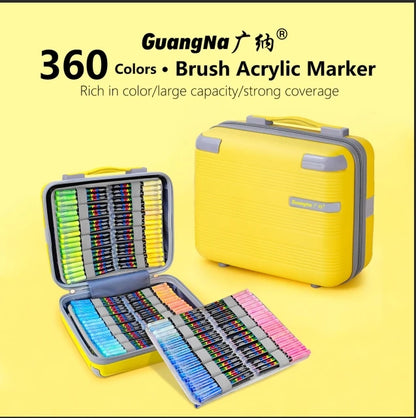 Guangna 360 288 Colors Acrylic Markers Brush Pens Fabric Rock Painting Pen Stone Ceramic Glass Wood Making school Art Supplies