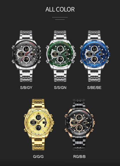 NAVIFORCE Luxury Original Sports Wrist Watch For Men Quartz Steel Waterproof Dual Display Military LED Digital Watches Relogio