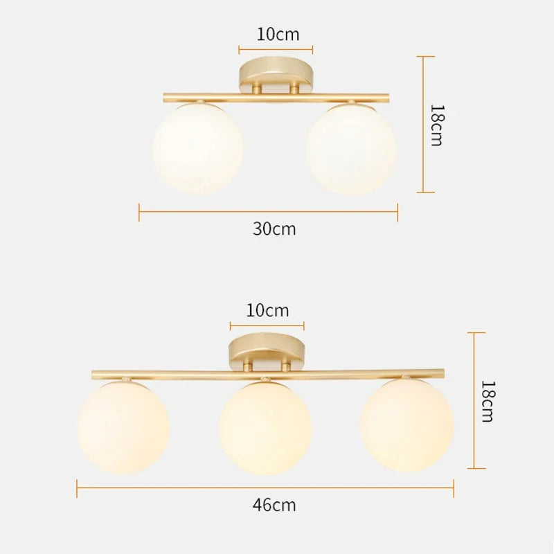Modern LED Glass Ceiling Lights Full Copper Orb Glass Lamps Aisle Corridor Entry Living Rooms Bedrooms Home Decor Light Fixtures