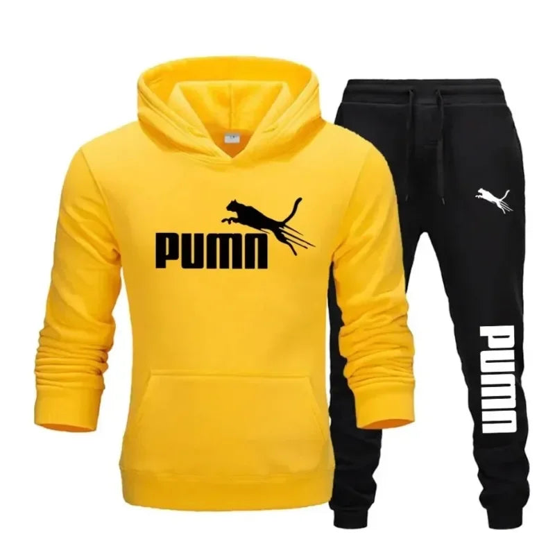 2025 New Autumn and Winter Men's Pullover Hoodie and Pants Two-Piece Set Fashionable Trendy Fitness Casual Sportswear