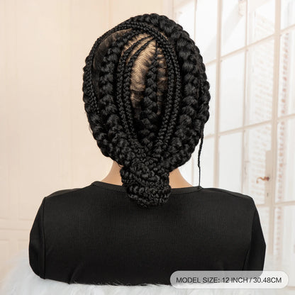New Arrival Afro Bantu Braided Wigs Synthetic Full Lace Cornrow Box Braided Wigs Natural Handmade Braids Wig for Black Women