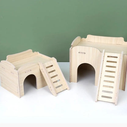 New Wooden Hamster Villa Easy to Install Durable Platform House Cage Accessories Chewable Hamster Climb Toy Pet Supplies