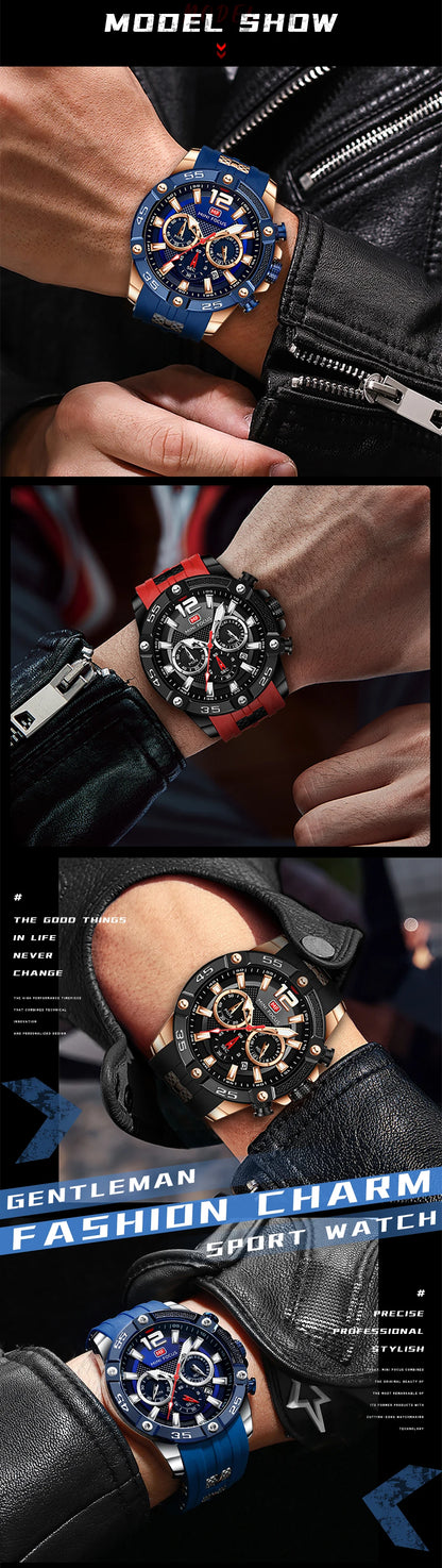 MINI FOCUS Multifunctional Sports Quartz Watch Mens Watches Waterproof Chronograph Wrist Watch with Date Luminous Hands 0349G
