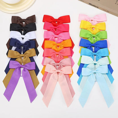1PC Solid Color Ribbon Pigtail Hair Bows Elastic Hair Bands Holders Ties Hair Accessories for Baby Girls Infants Toddler