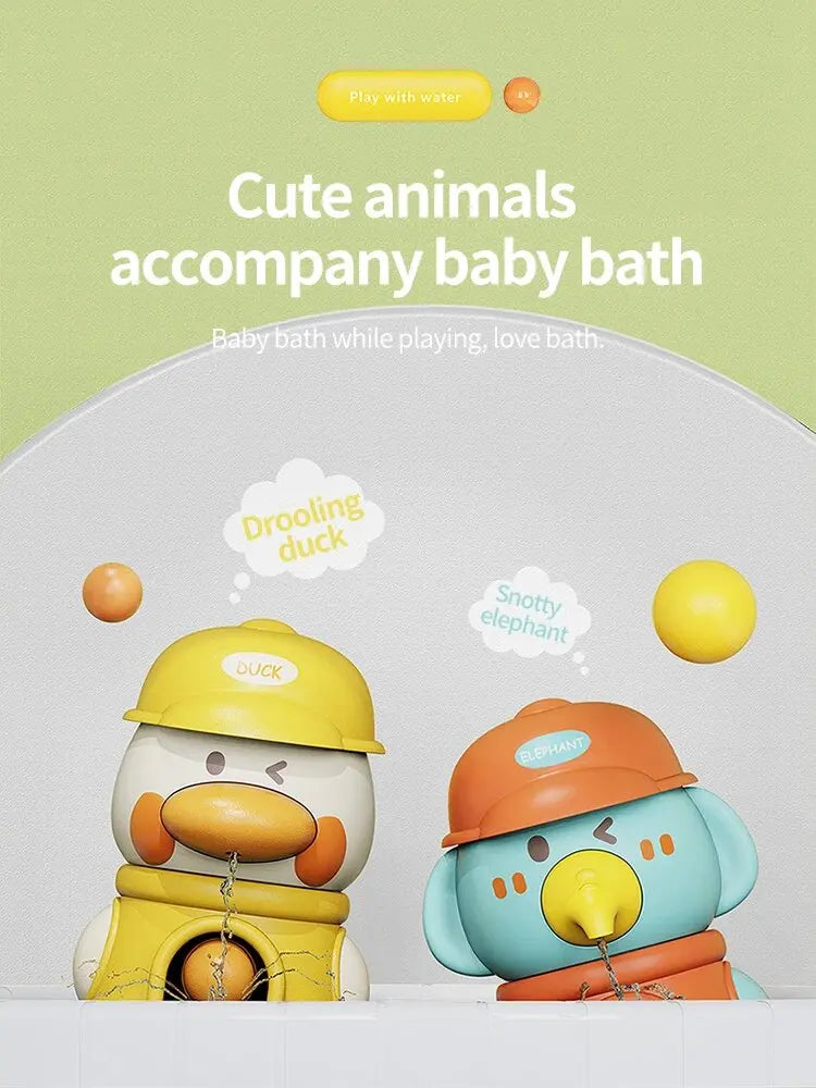 Bath Bathtub Toys for Toddlers 1 2 3 Years Old Duck Rotatable Waterwheel Bathroom Strong Suckers Water Scoop Fun Bath Toys Gifts