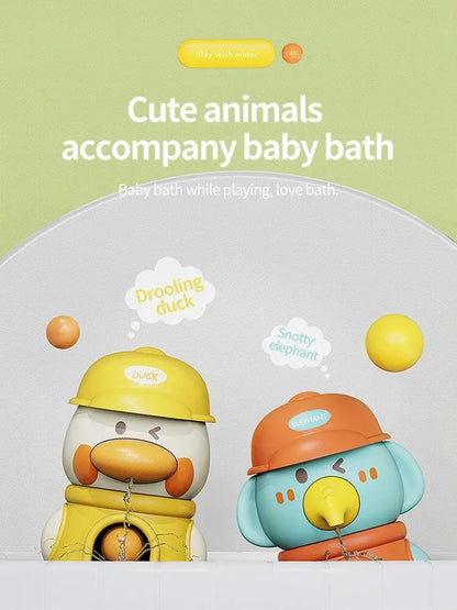 Bath Bathtub Toys for Toddlers 1 2 3 Years Old Duck Rotatable Waterwheel Bathroom Strong Suckers Water Scoop Fun Bath Toys Gifts