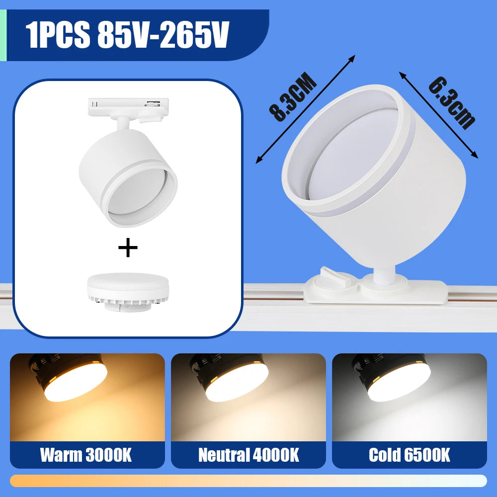 GX53 LED Track Spotlights Replaceable light bulb 110V 220V track Lights for Home Decor Living Room Kitchen Ceiling Lamp Decorate