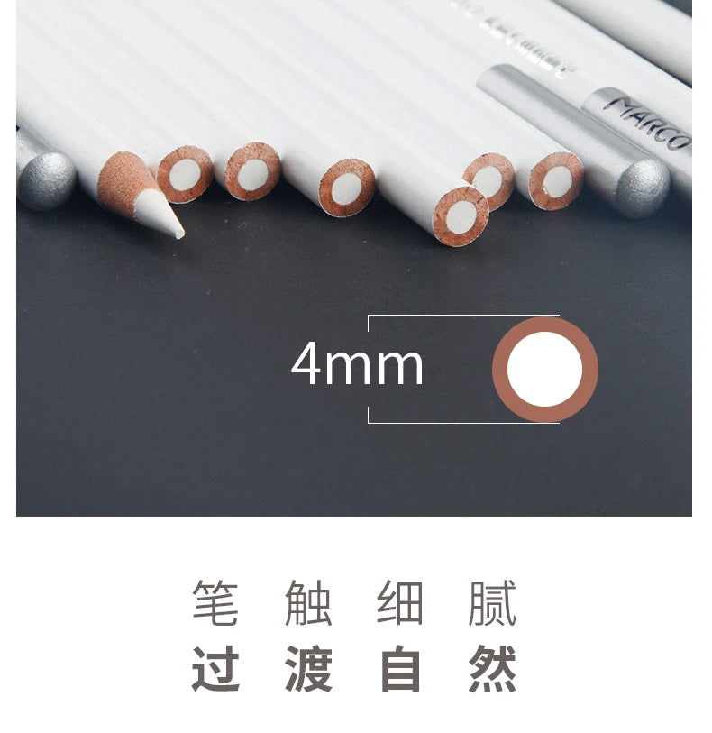 12pcs/box High Gloss Painting White Charcoal Pen Brown Comic Sketch Design Stroke Pen School Graffiti Art Supplies