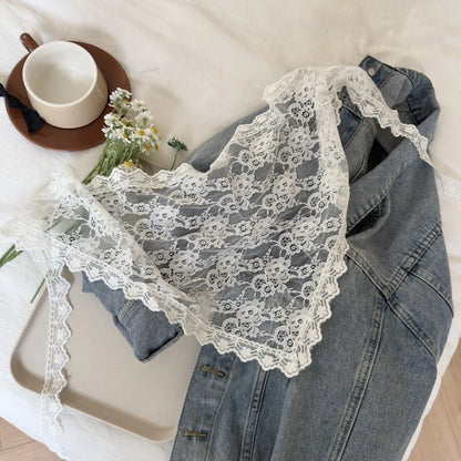 2025 HOT SALE! Y2K Women Lace Tulle Bandage Skirt Stacked Lace Half Skirt Layering Small Butt Curtain Flower Triangle Hair Scarf