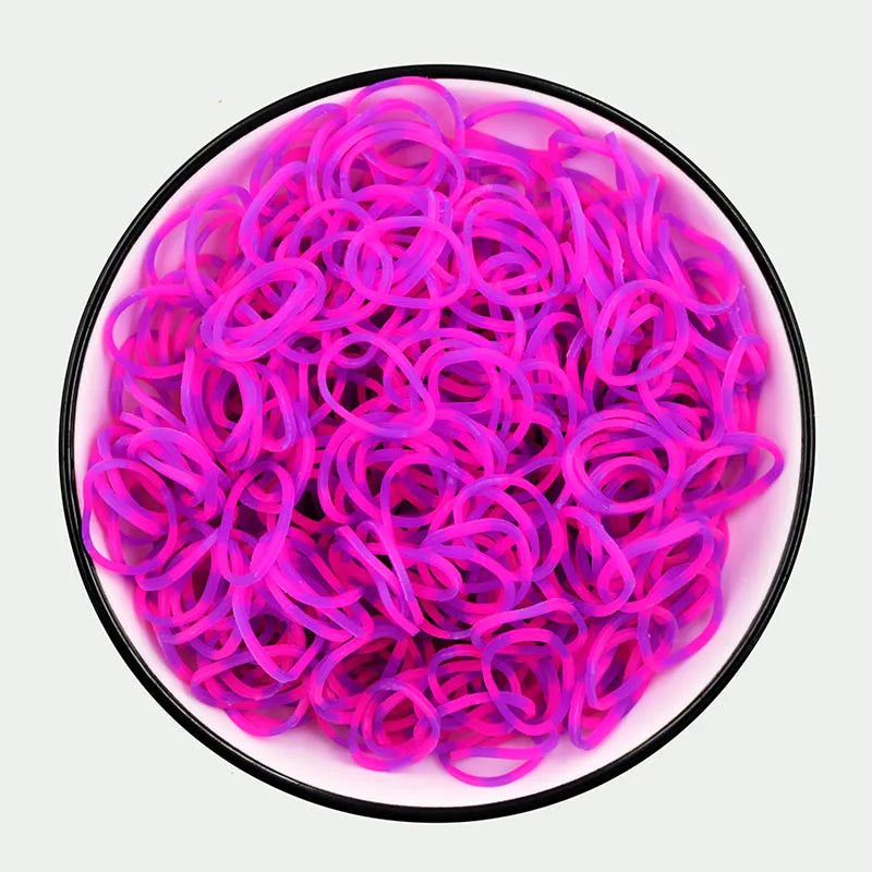 600Pcs New ColorTransparent  Fluorescence Glow Bracelets Making Supplies DIY Rubber Loom Bands Wrist Necklaces Child Party Toys