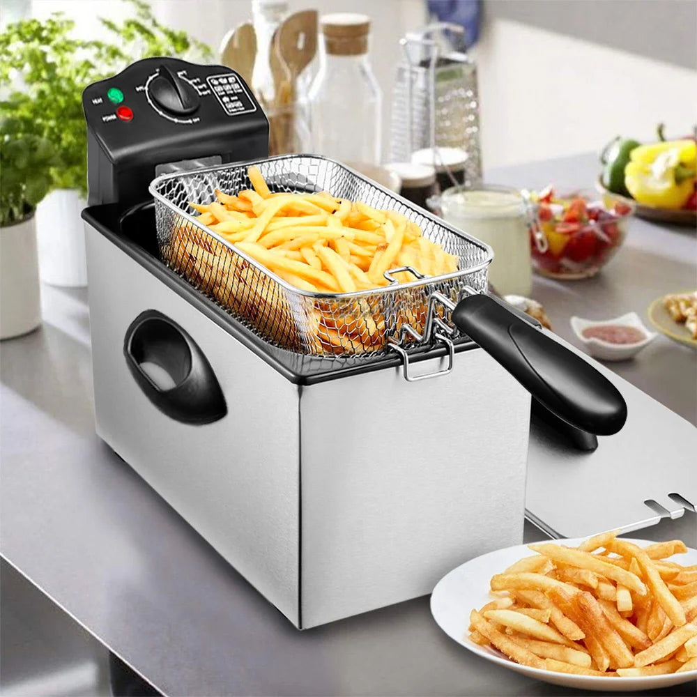 Electric Deep Fryer Large Capacity Oil Oven Countertop Commercial Fryer for Street Vendors Fried Chicken Fries Pot EU/UK
