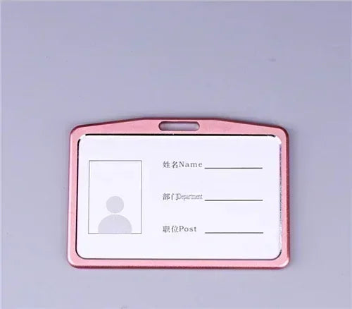 Credit Card Cover Women Aluminum Alloy Work Name Card Holders Case Business Work Card ID Badge Lanyard Holder Metal Bags