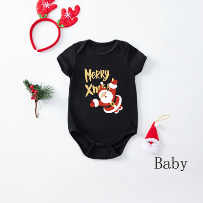 2025 New Year's Costume Short Sleeve Christmas Pajamas Set Matching Outfits for Family/Couples/Kids T-shirt+Trousers Sleepwear