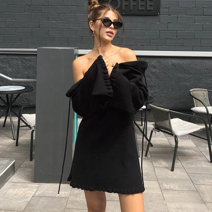 2026 Women Ins Style Sexy Backless Neck-hanging Long Sleeve Fishtail Dress Knit Beachwear Summer Swimsuit Bikini Cover-ups A2825