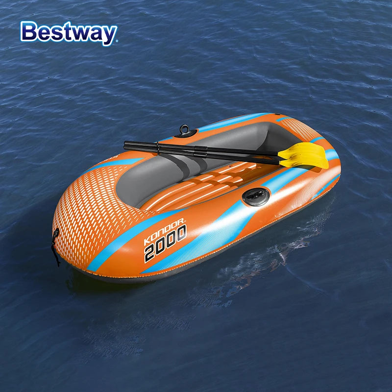 Bestway 61136/61140/61142/61146 1-3 Person Heavy Duty Inflatable Kayak - Long Lasting PVC Rafting Adventure Boat for Thrilling