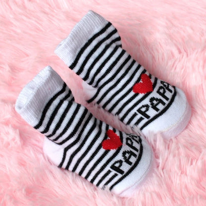 1 Pair Cotton Baby Socks Girl Boys Rubber Anti Slip Floor Cartoon Love MAMA PAPA Kids Toddlers Autumn Spring Newborn Infant Gift