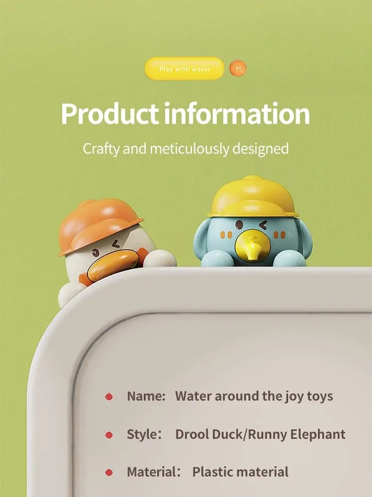 Bath Bathtub Toys for Toddlers 1 2 3 Years Old Duck Rotatable Waterwheel Bathroom Strong Suckers Water Scoop Fun Bath Toys Gifts