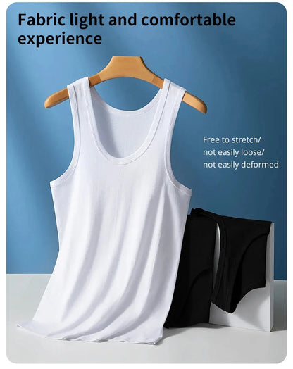 2024 New Men's Summer Lightweight Cotton Vest Sports Casual Home Outdoor Close-Fitting Tops Breathable Quick Drying Loose Vest