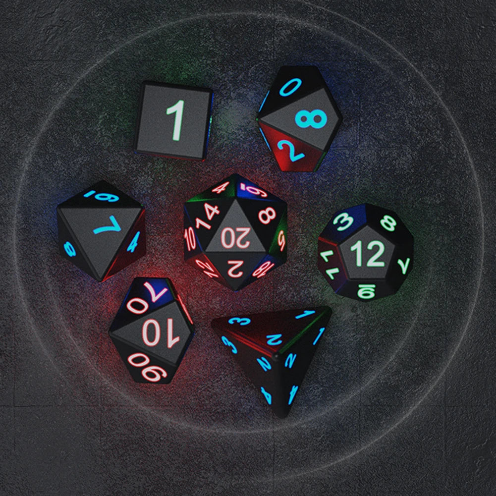 7Pcs/set  Electronic Luminous LED DND Dice Set Multiple Sided Dice for Adults Board Game Party Entertainment Toys