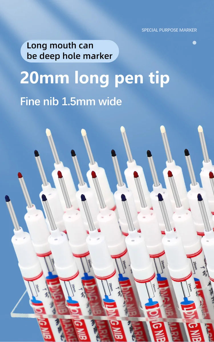 4Pcs/Set 20mm Deep Hole Long Nib Head Markers For Metal Perforating Pen Waterproof Bathroom Woodworking Decoration Multi-Purpose