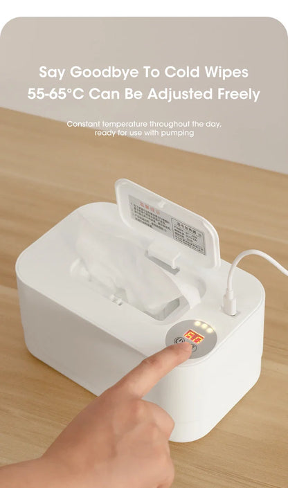 Baby Wet Wipe Heater Warmer with LED Display Wet Towel Dispenser Portable USB Baby Wipe Warmer Napkin Heating Box Home/Car