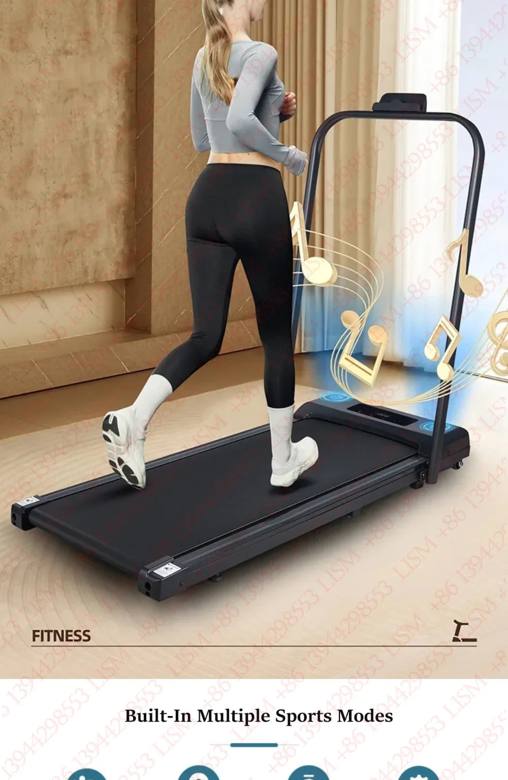 Household Flat Treadmill Indoor Mini Folding Silent Electric Shock-absorbed Flat Treadmill Simple Walking Pad Fitness Equipment