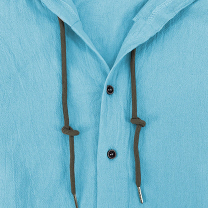 Summer Men's Linen Shirt Solid Streetwear Long Sleeve Hoodie Cardigan Clothing For Men Button Tops Casual Loose Men Hooded Shirt