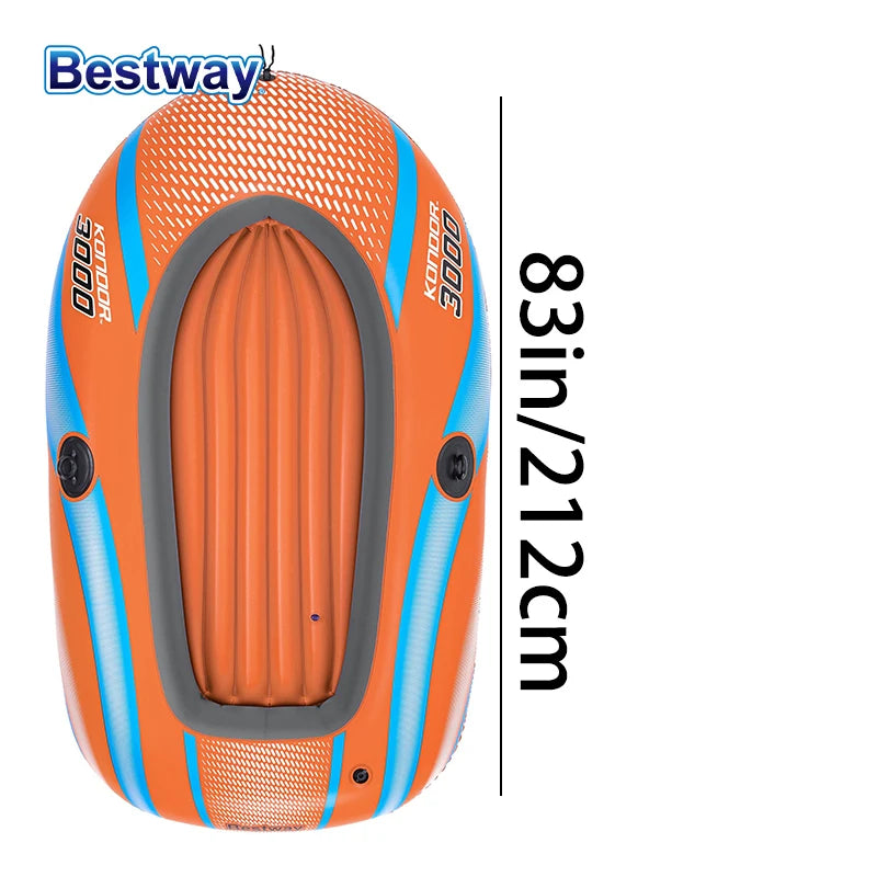 Bestway 61136/61140/61142/61146 1-3 Person Heavy Duty Inflatable Kayak - Long Lasting PVC Rafting Adventure Boat for Thrilling