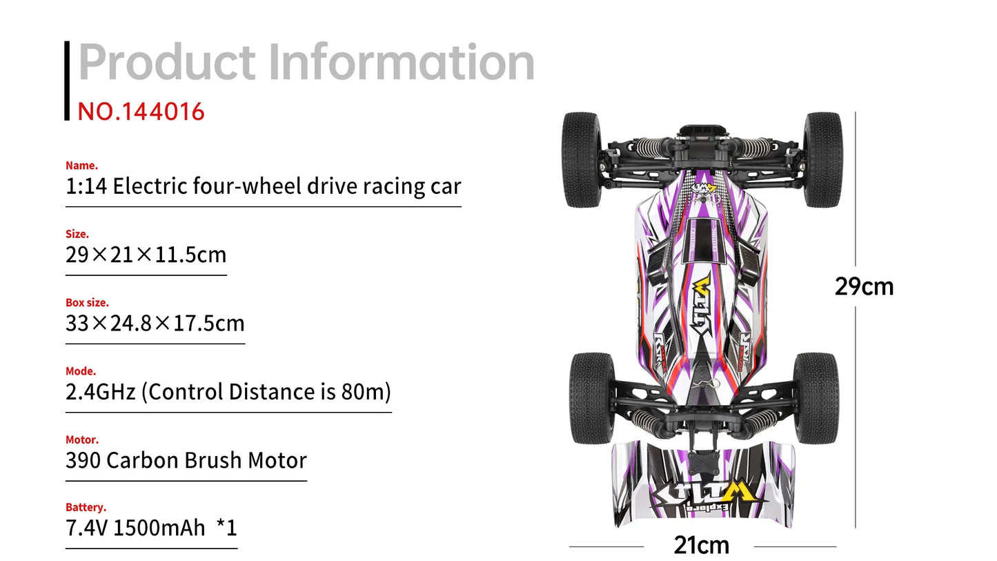 WLtoys 144016 Fast RC Cars 35KM/H OR 75KM/H 1/14 off Road 4WD Drift Toys,2.4G Remote Control Monster Truck for Adults and Kids