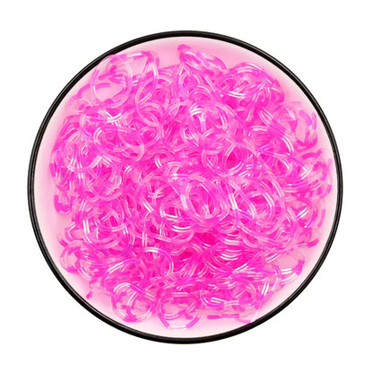 600Pcs New ColorTransparent  Fluorescence Glow Bracelets Making Supplies DIY Rubber Loom Bands Wrist Necklaces Child Party Toys