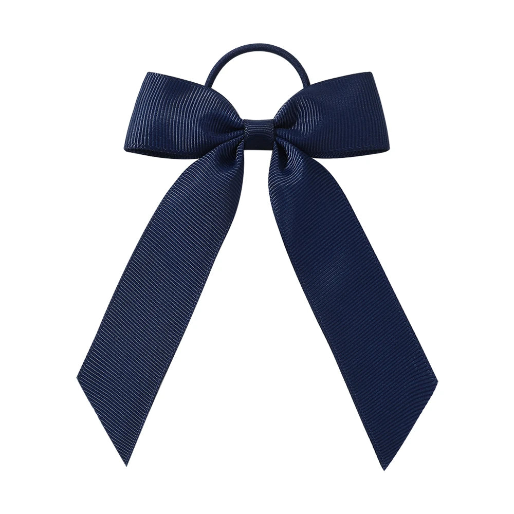 1PC Solid Color Ribbon Pigtail Hair Bows Elastic Hair Bands Holders Ties Hair Accessories for Baby Girls Infants Toddler