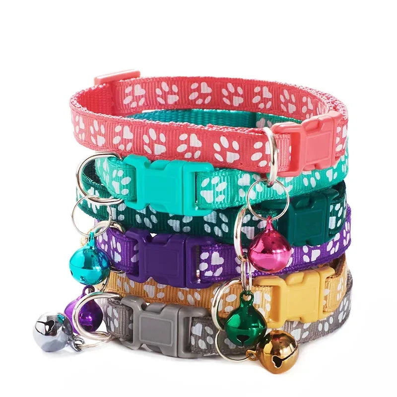 1/3/6/12/18Pcs Hot Pet Cat Bell Collar Dog Print Cat Collar Multi-Color Optional Necklace Ring Cat Rope Collar Pet Supplies