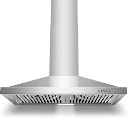 30-inch Wall Mount 450CFM - Stainless Steel Kitchen Vent Hood, Ultra Quiet 55dB, Ducted/Ductless Convertible, 3-Speed Range Hood