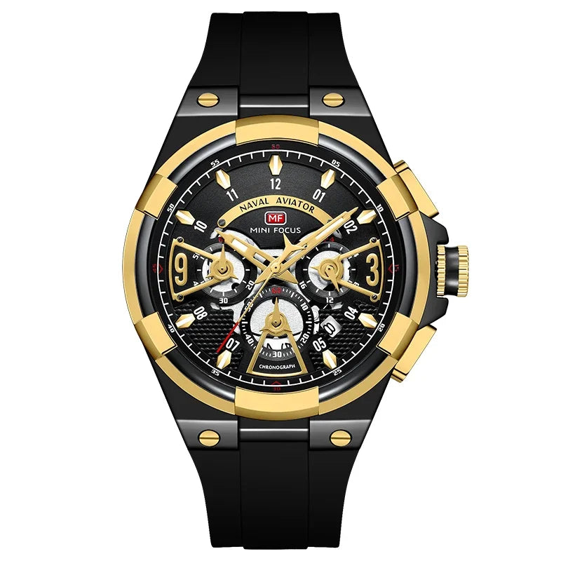 MINI FOCUS Multifunction Quartz Watches for Men Top Brand Luxury Silicone Sport WristWatch Man Clock Fashion Chronograph Watch