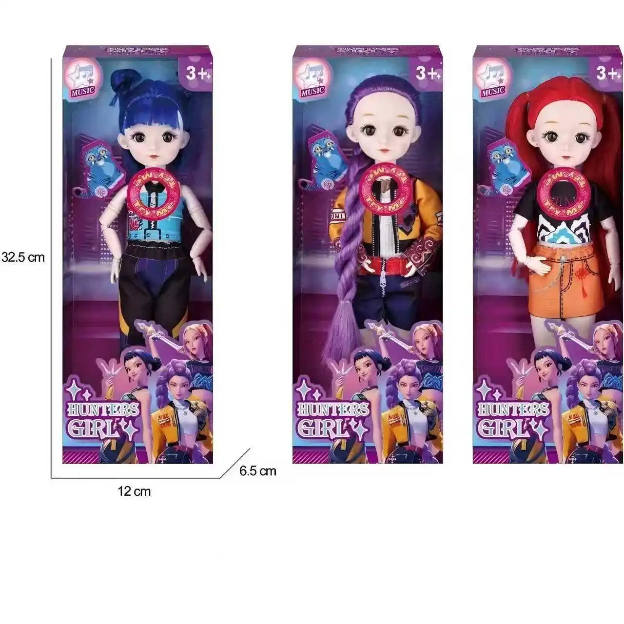 2026_Cute Doll Wearing KPop Witch Huntress Costume 3D Eyes Music-Playing Toy with Movable Joints for Girls And Boys