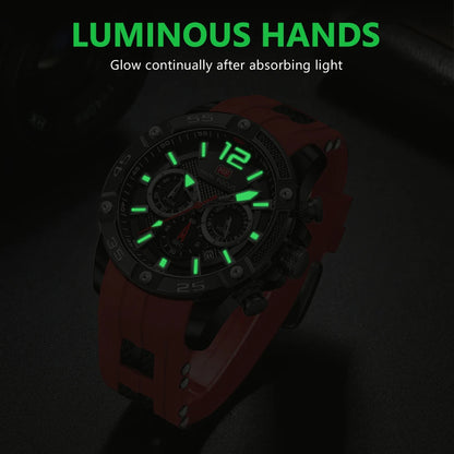 MINI FOCUS Multifunctional Sports Quartz Watch Mens Watches Waterproof Chronograph Wrist Watch with Date Luminous Hands 0349G