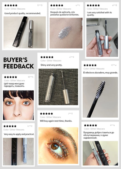 Diamond Glitter Mascara Fast Dry Eyelashes Curling Extension Makeup Waterproof Long-lasting Lengthens Eye Lash Black 4D Mascara