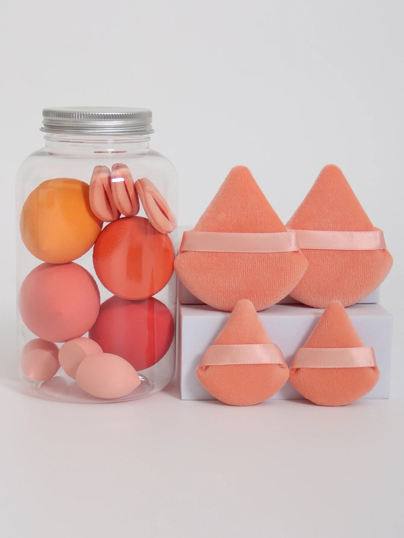 14 Piece Cosmetic Sponge Set, Cosmetic Sponge Finger Puff, Dry and Wet Foundation Make-Up Cosmetic Puff