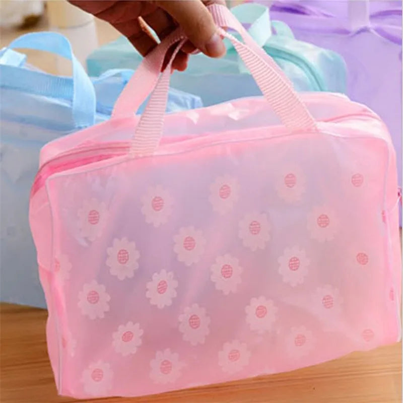 1 Pc PVC Transparent Cosmetic Bag Clear Makeup Bag for Women Girl Waterproof Zipper Beauty Case Travel Toiletry Bags Handbag