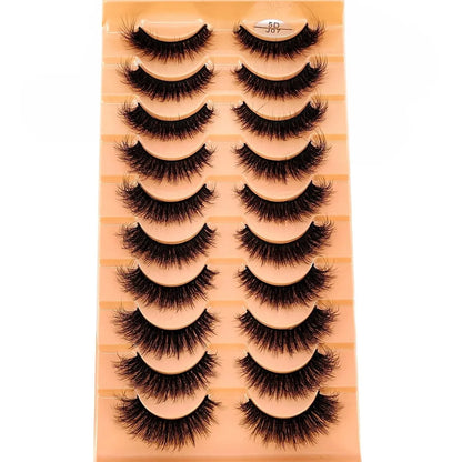 New 7/10 Pairs Faux Mink Eyelashes Handmade False Eyelashes Natural Nude Makeup Simulation Cross Messy Eye 3D Curly Eyelashes