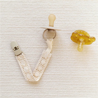 Lace Baby Pacifier Clip Chain Trendy Cloth & Plastic Pacifier Holder Teether Toy Ceether Toys Straps Nipple Holder Clips