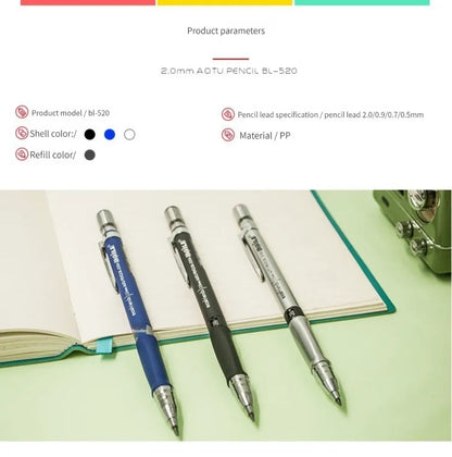 2.0mm Mechanical Pencil Black / Color Lead Refill 2B Sketching Pencil Art Sketch Painting Writing For School & Office Stationery