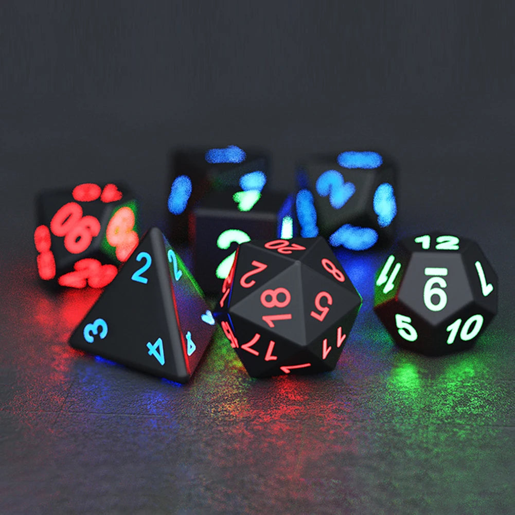 7Pcs/set  Electronic Luminous LED DND Dice Set Multiple Sided Dice for Adults Board Game Party Entertainment Toys
